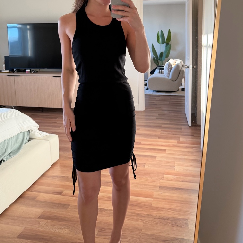 Steve Madden Black Sleeveless Ruched Side Dress - Women